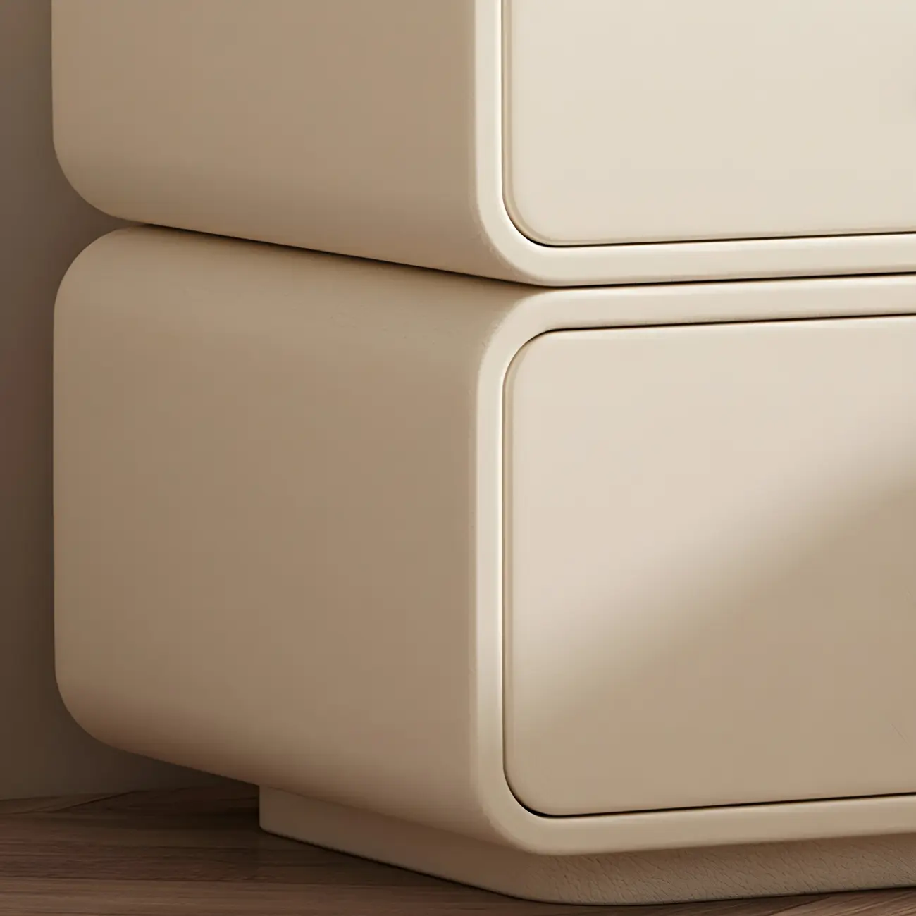 Modern White Faux Leather Rounded 2-Drawer Nightstand Image - 18 | homeyfad