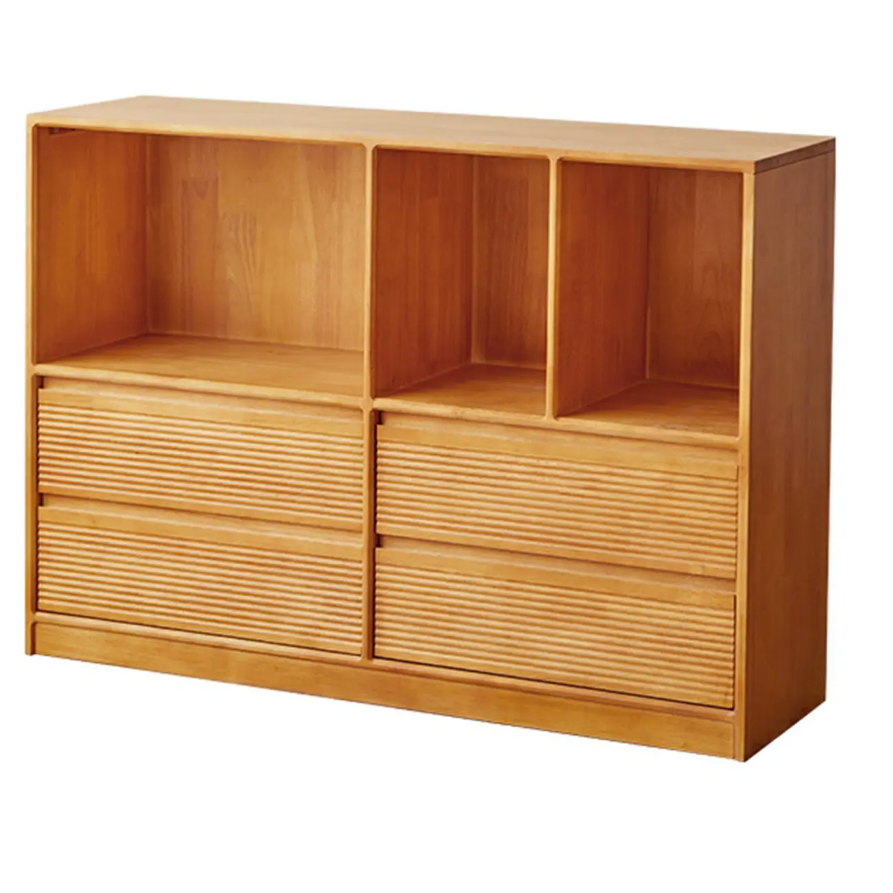 Scandinavian Light Wood 2-Shelf Bookcase with Drawers Image - 3 | homeyfad