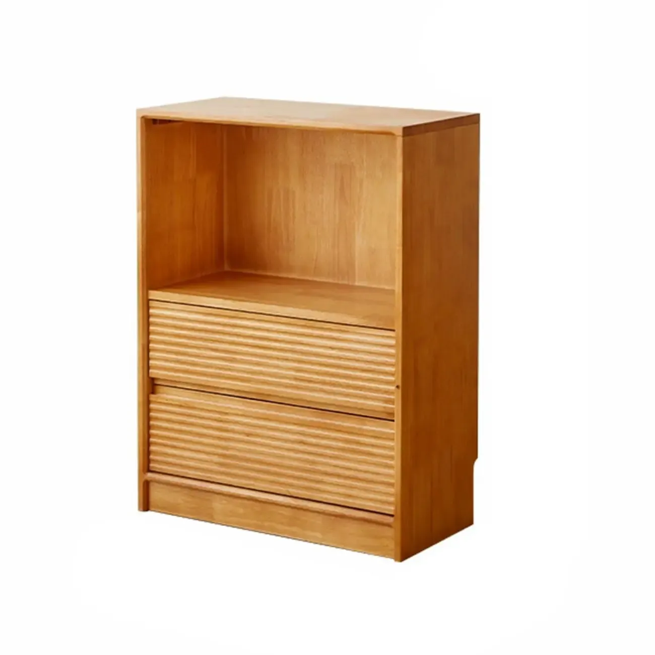Scandinavian Light Wood 2-Shelf Bookcase with Drawers Image - 5
