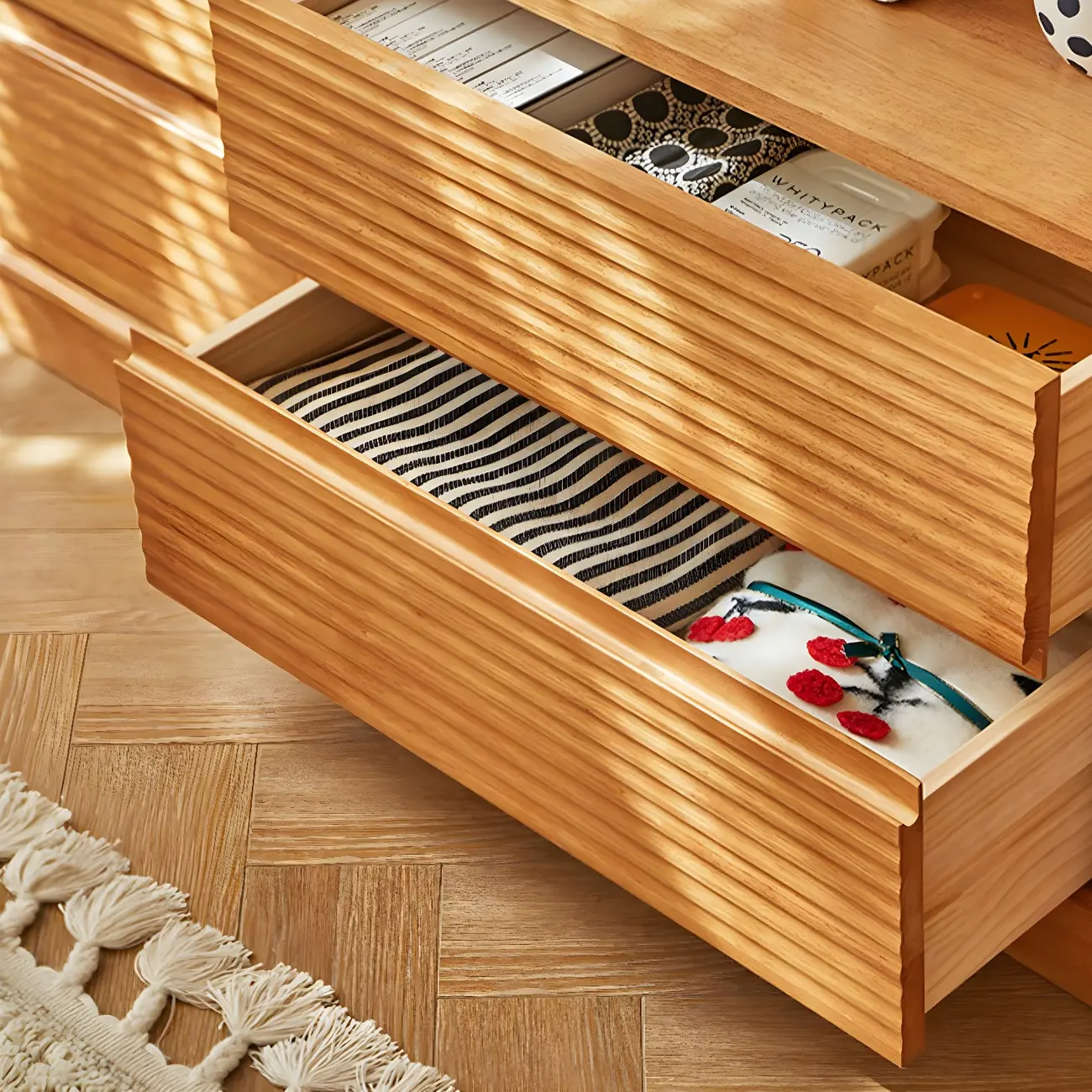 Scandinavian Light Wood 2-Shelf Bookcase with Drawers Image - 10 | homeyfad