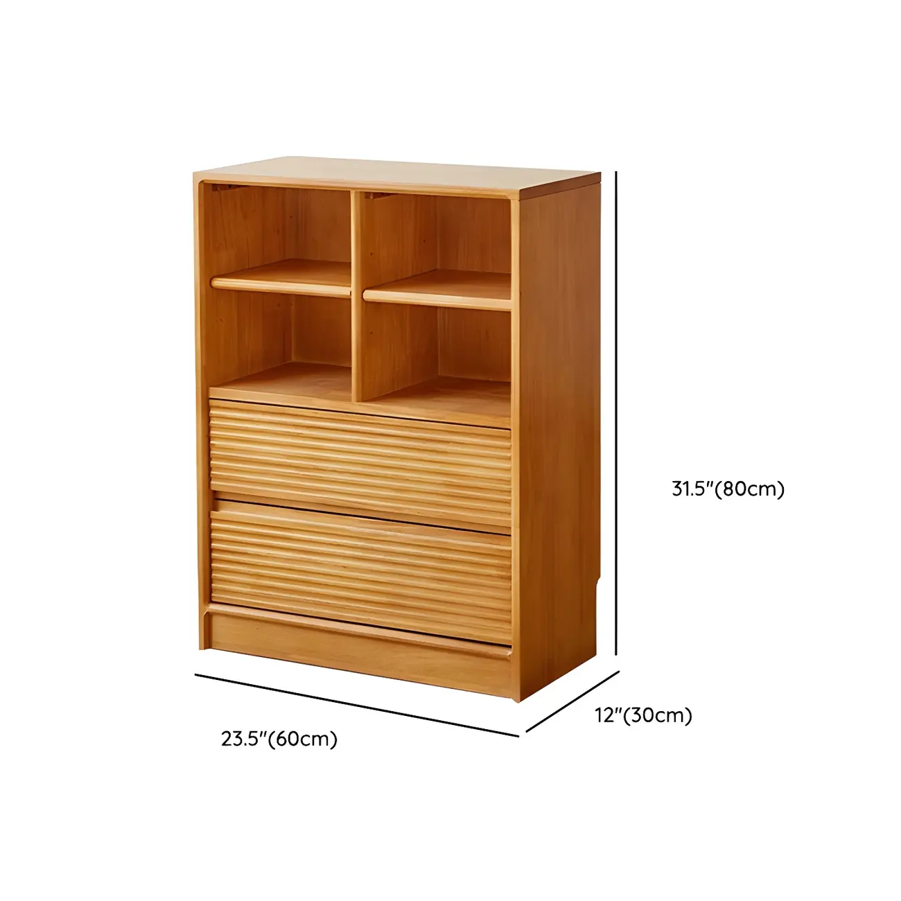 Scandinavian Light Wood 2-Shelf Bookcase with Drawers Image - 15 | homeyfad