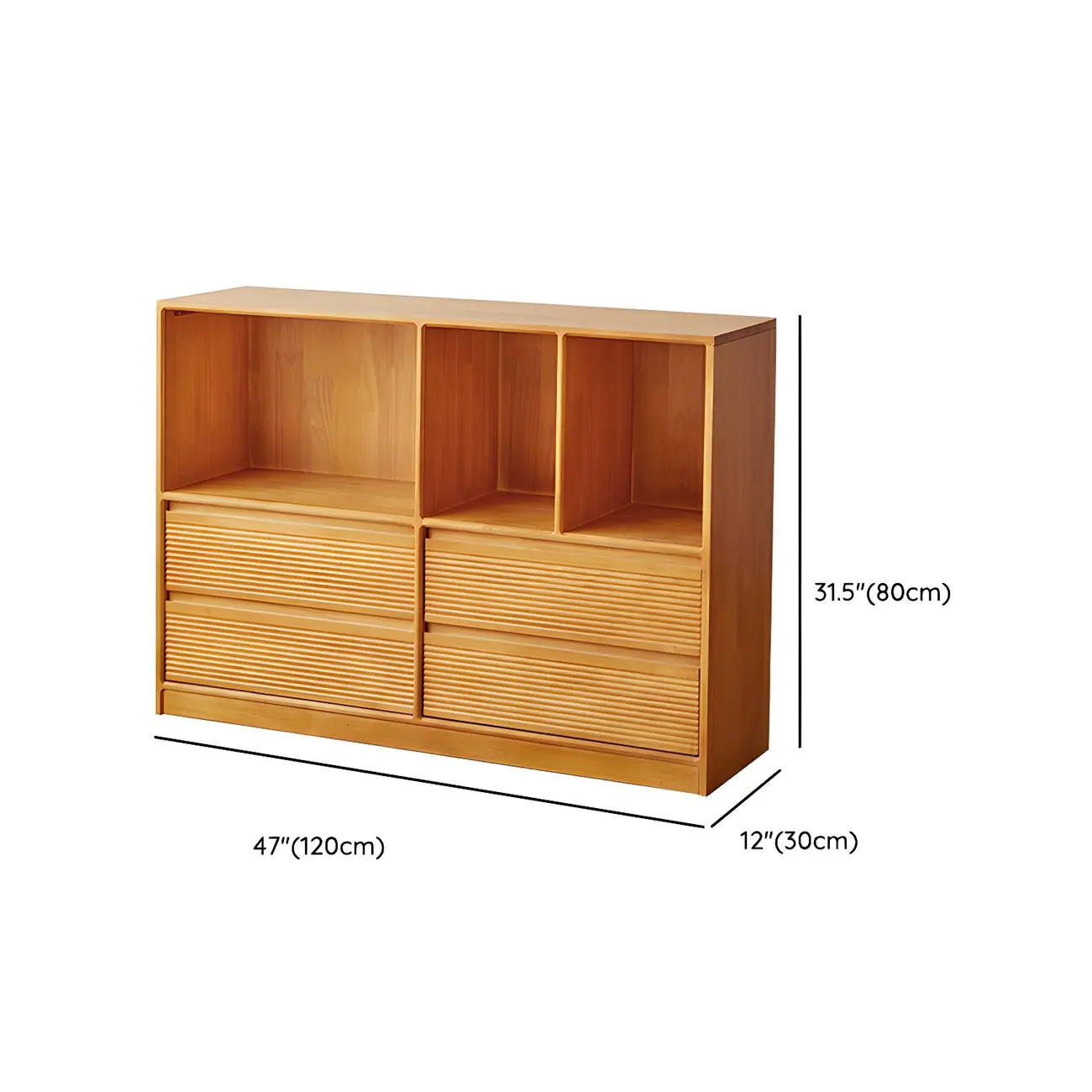 Scandinavian Light Wood 2-Shelf Bookcase with Drawers Image - 16 | homeyfad