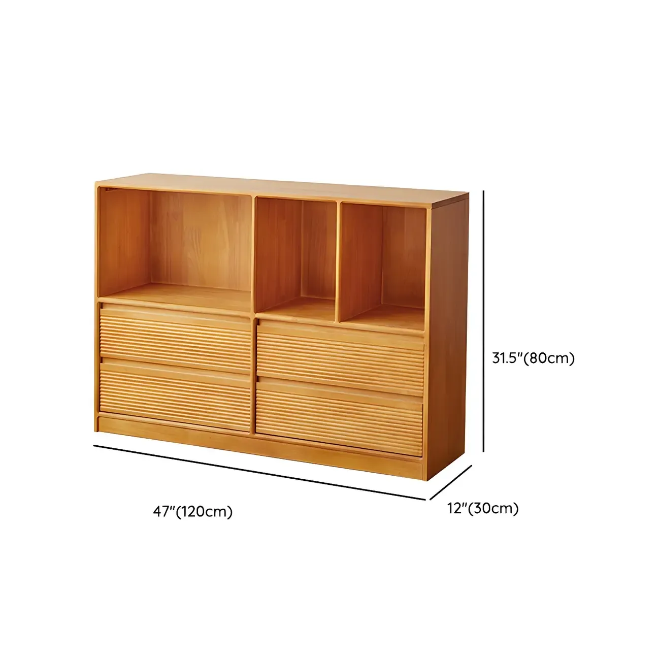 Scandinavian Light Wood 2-Shelf Bookcase with Drawers Image - 16