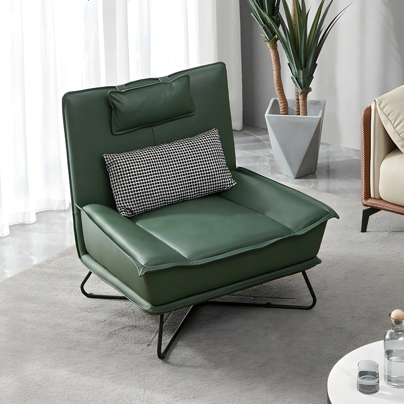 Modern Faux Leather Wide Seat High Back Accent Chair HomeyFad