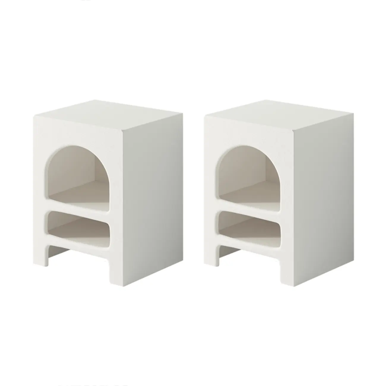 Rectangular White Wood Arched Open Storage Nightstand Image - 5 | homeyfad