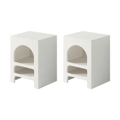 Rectangular White Wood Arched Open Storage Nightstand Image - 5