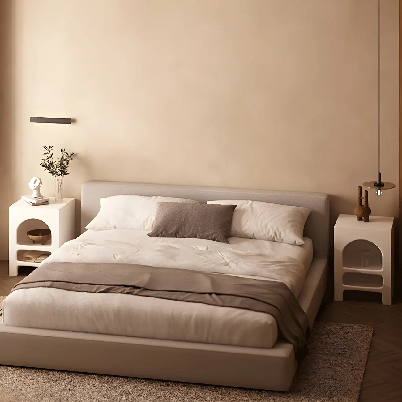 Rectangular White Wood Arched Open Storage Nightstand Image - 6 | homeyfad