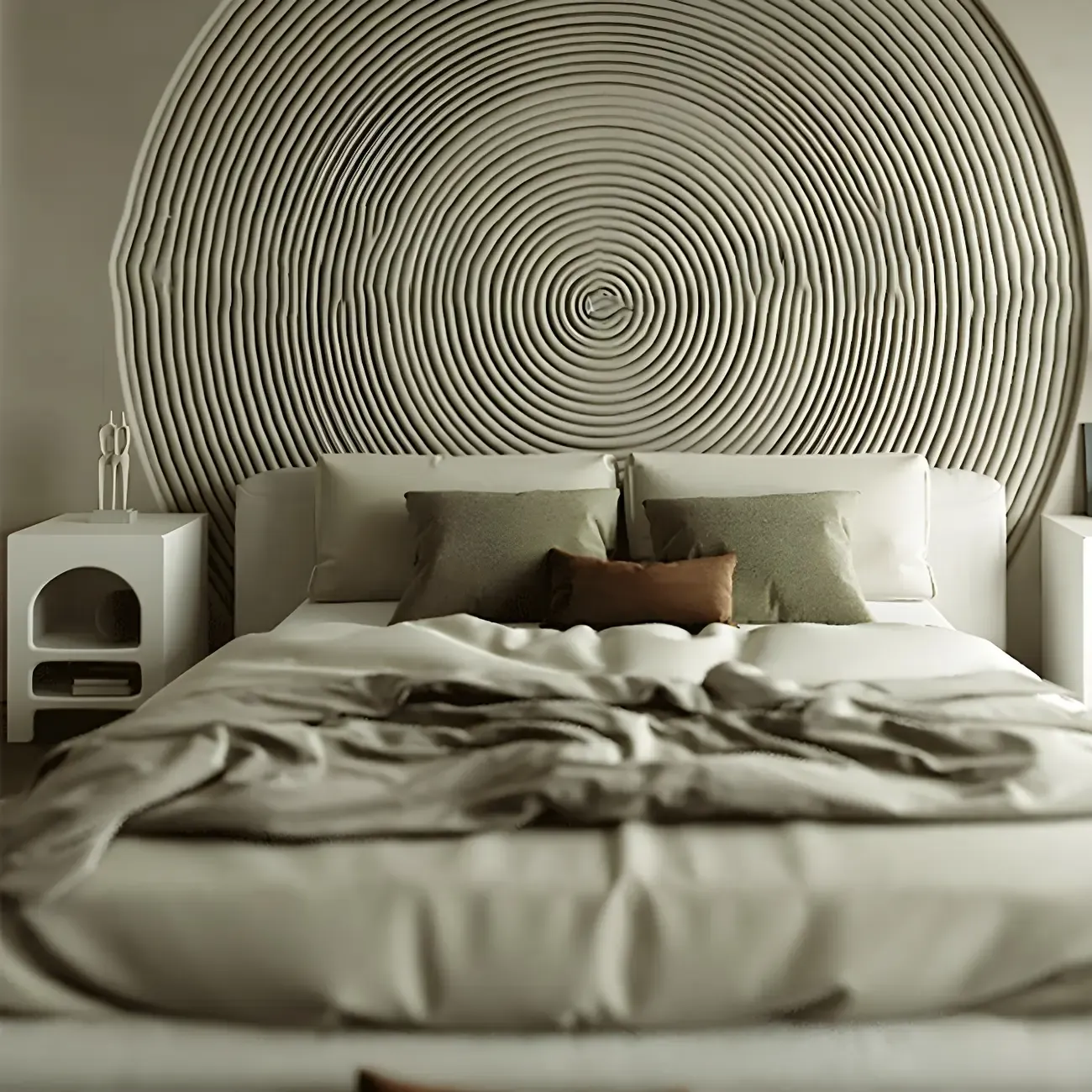 Rectangular White Wood Arched Open Storage Nightstand Image - 8