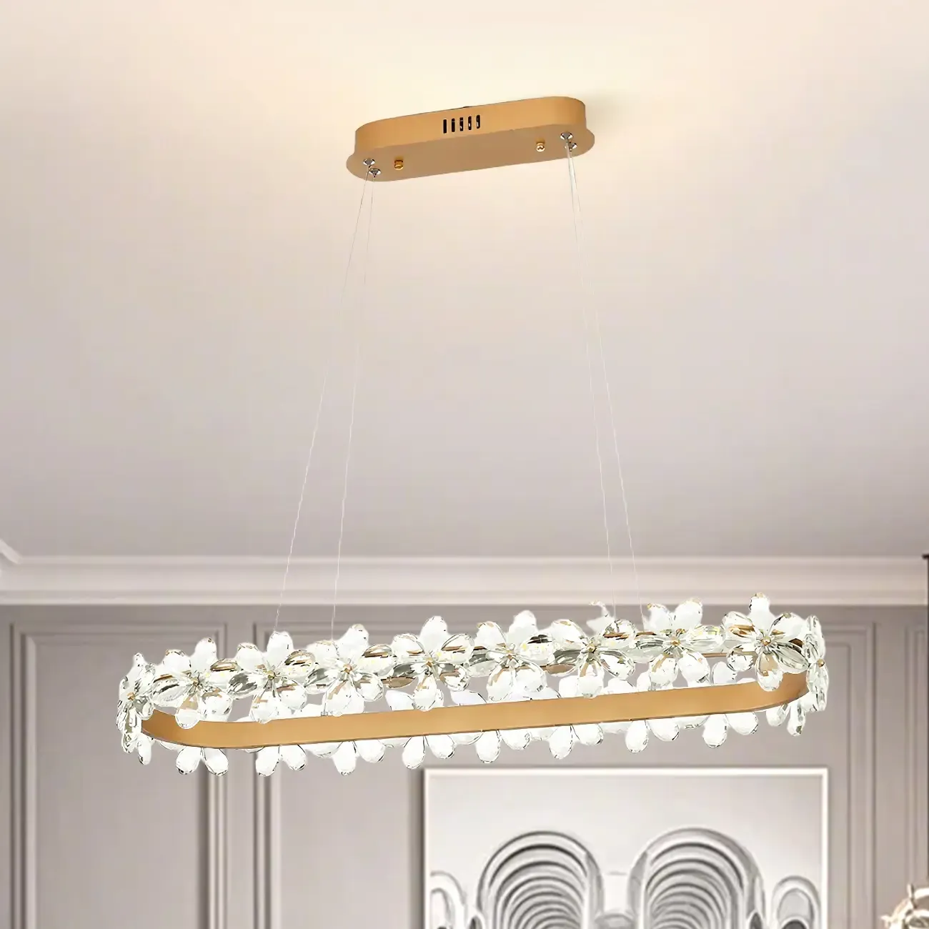 Exquisite Modern Crystal Flower Pendant Light Image - 4