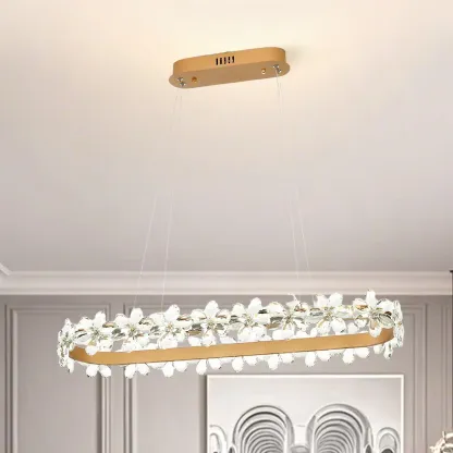 Exquisite Modern Crystal Flower Pendant Light Image - 4