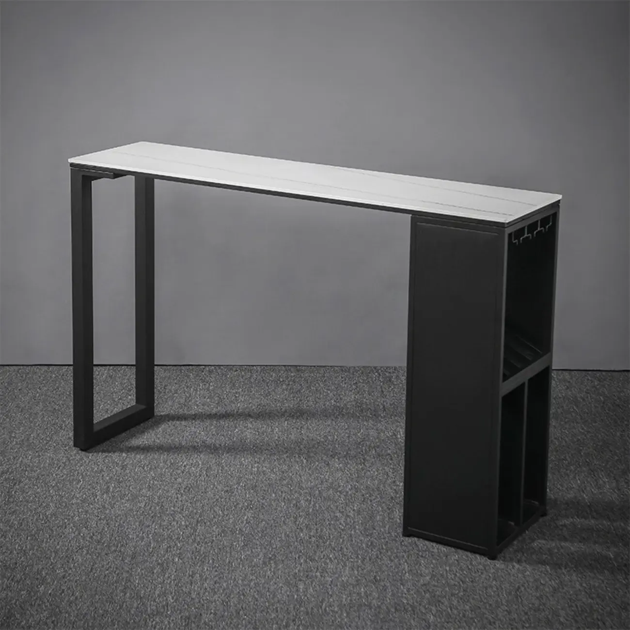 Modern Stone Metal Wine Storage Bar Tables with Cup Holder Image - 2 | homeyfad