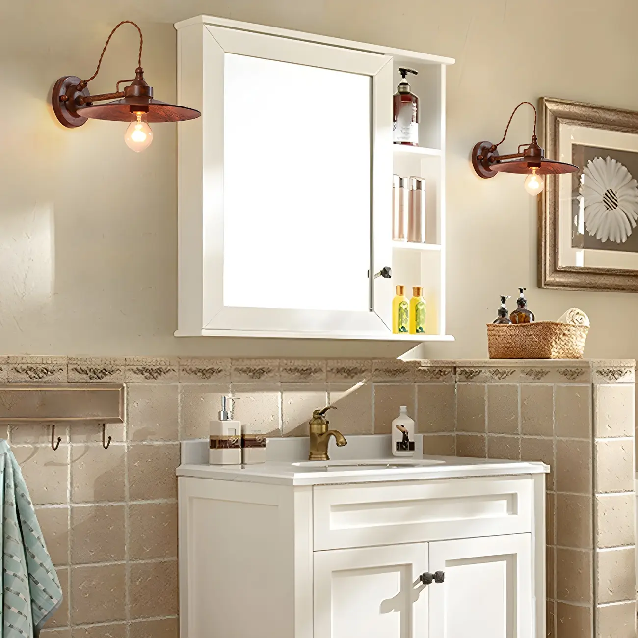 Industrial Rust Metal LED Wall Sconce for Living Space Decor | homeyfad