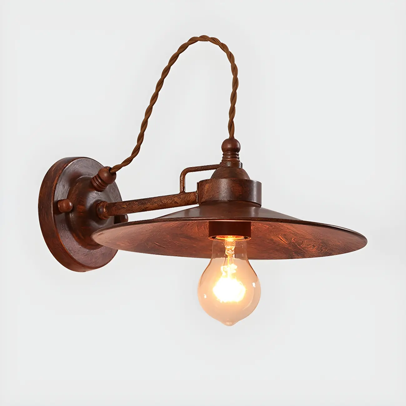Industrial Rust Metal LED Wall Sconce for Living Space Decor | homeyfad