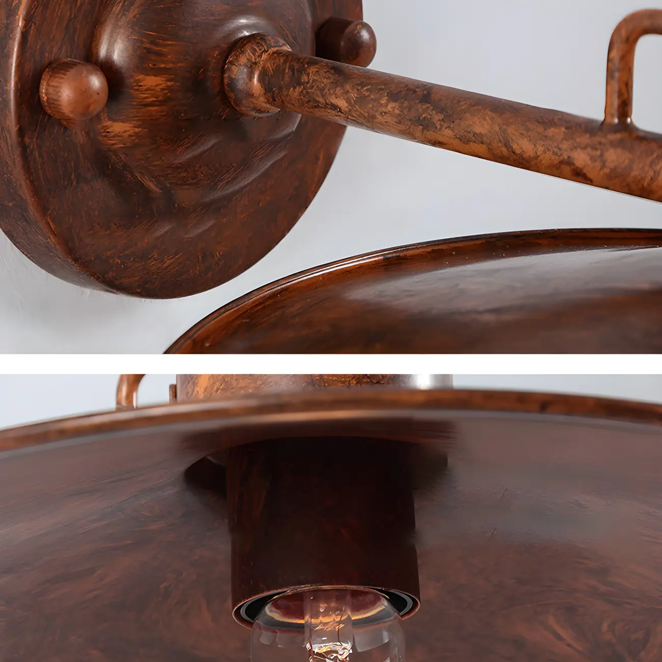 Industrial Rust Metal LED Wall Sconce for Living Space Decor | homeyfad