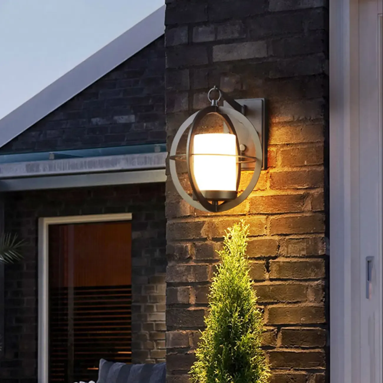 Industrial Modern LED Wall Light with Glass Shade Outdoors Image - 2