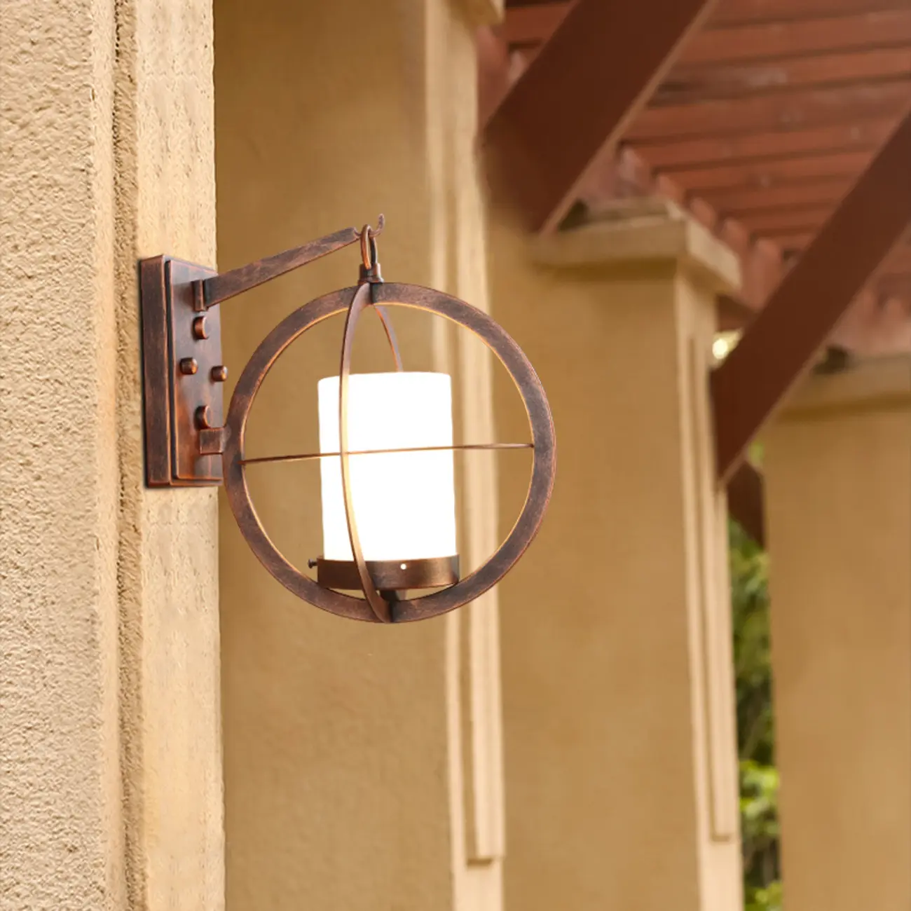 Industrial Modern LED Wall Light with Glass Shade Outdoors Image - 4 | homeyfad