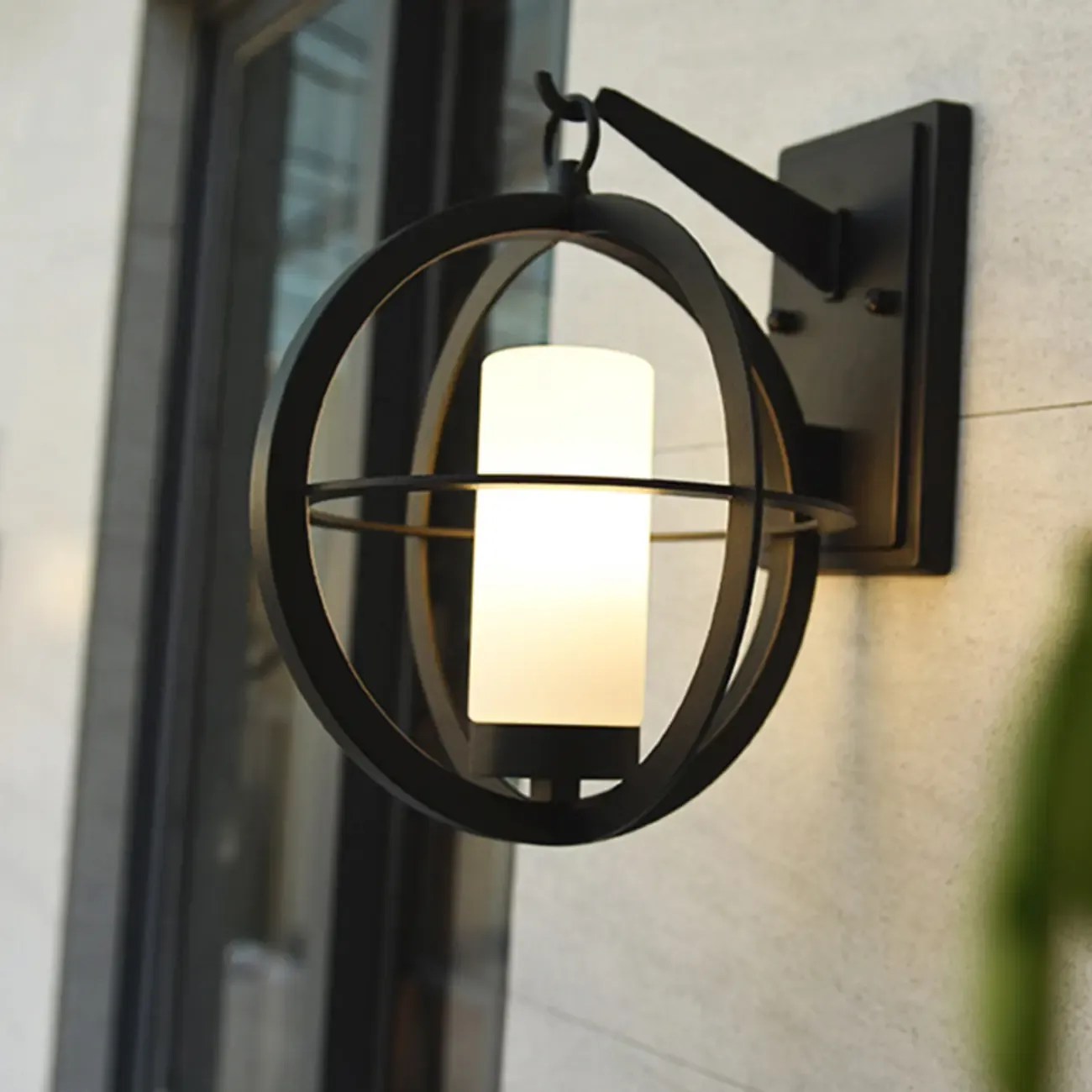 Industrial Modern LED Wall Light with Glass Shade Outdoors Image - 3