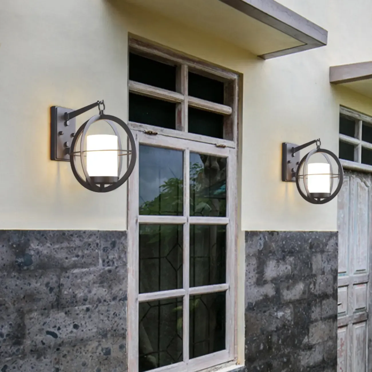 Industrial Modern LED Wall Light with Glass Shade Outdoors Image - 1
