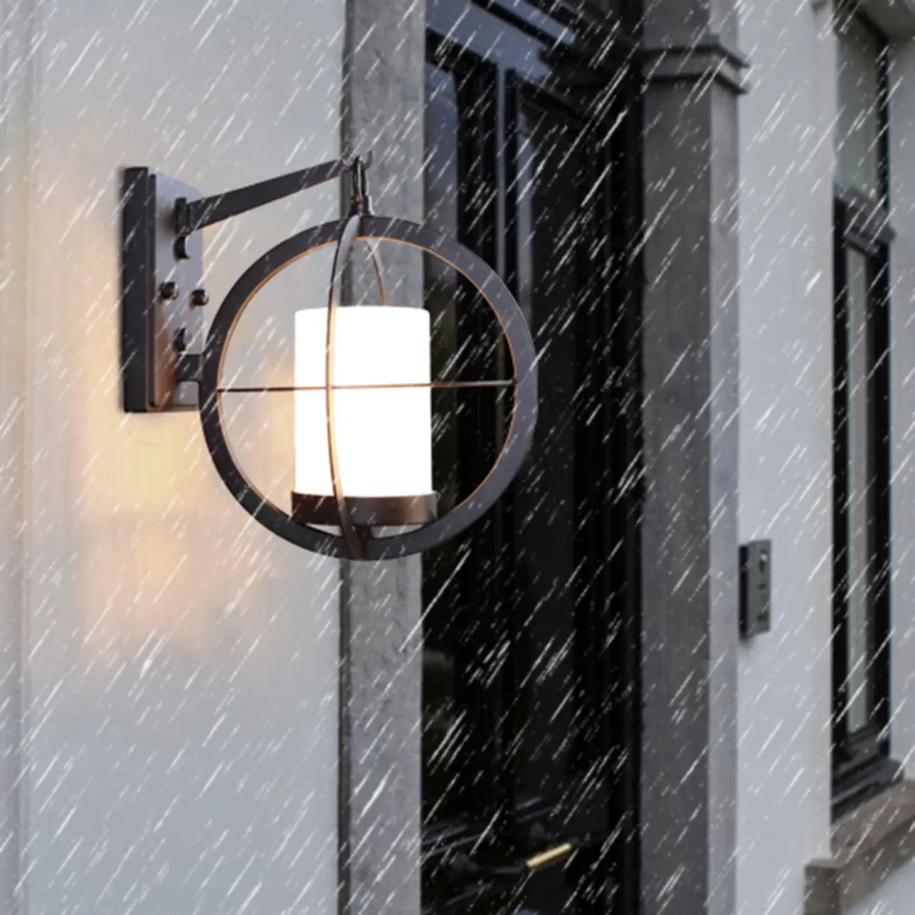 Industrial Modern LED Wall Light with Glass Shade Outdoors Image - 5 | homeyfad