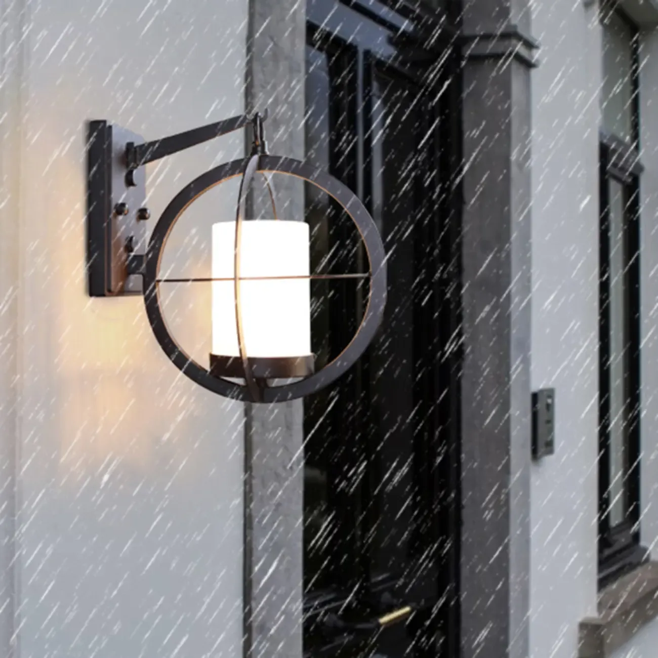 Industrial Modern LED Wall Light with Glass Shade Outdoors Image - 5