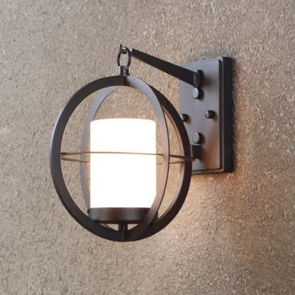 Industrial Modern LED Wall Light with Glass Shade Outdoors Image - 9