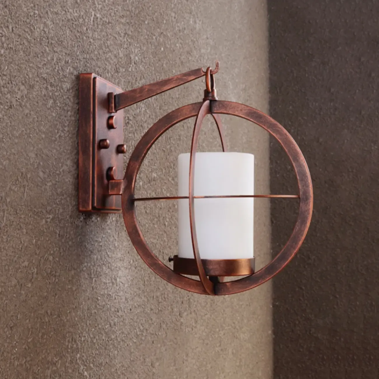 Industrial Modern LED Wall Light with Glass Shade Outdoors Image - 10