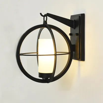 Industrial Modern LED Wall Light with Glass Shade Outdoors Image - 11
