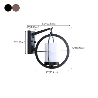 Industrial Modern LED Wall Light with Glass Shade Outdoors #size