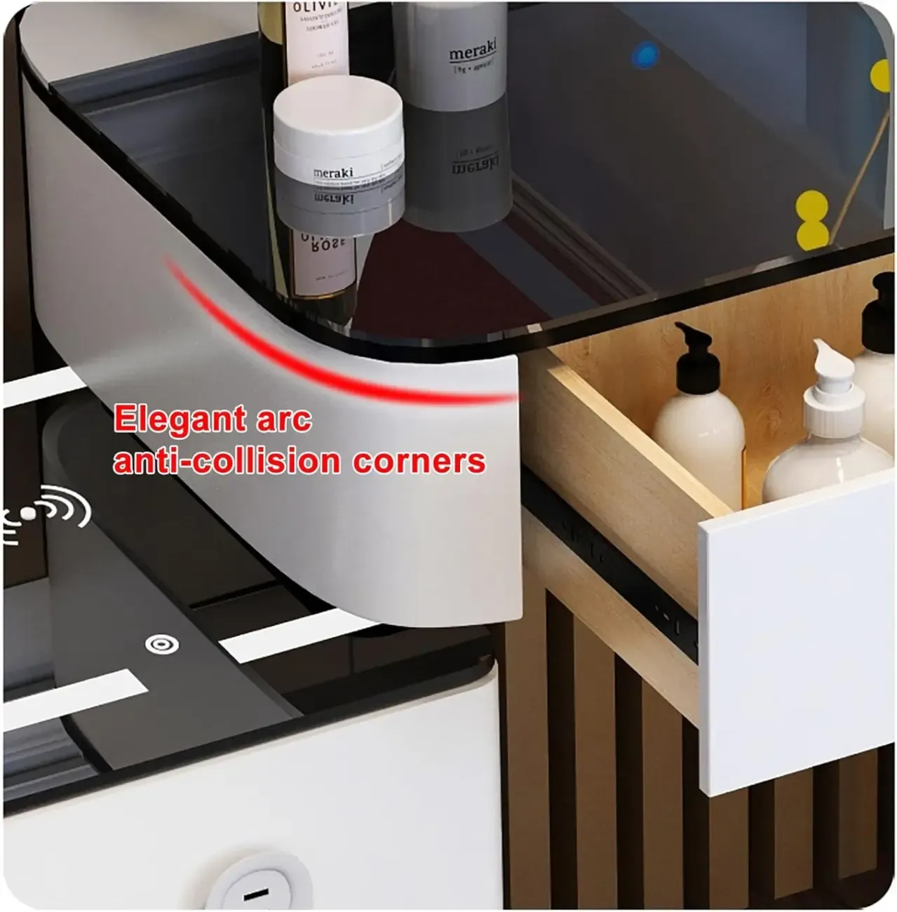 High Capacity Makeup Vanity Set with Lighted Mirror in Bear Shape Image - 8