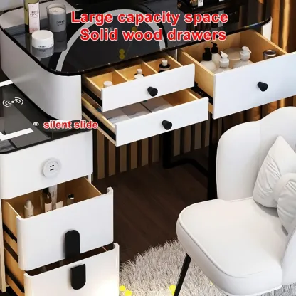 High Capacity Makeup Vanity Set with Lighted Mirror in Bear Shape Image - 6