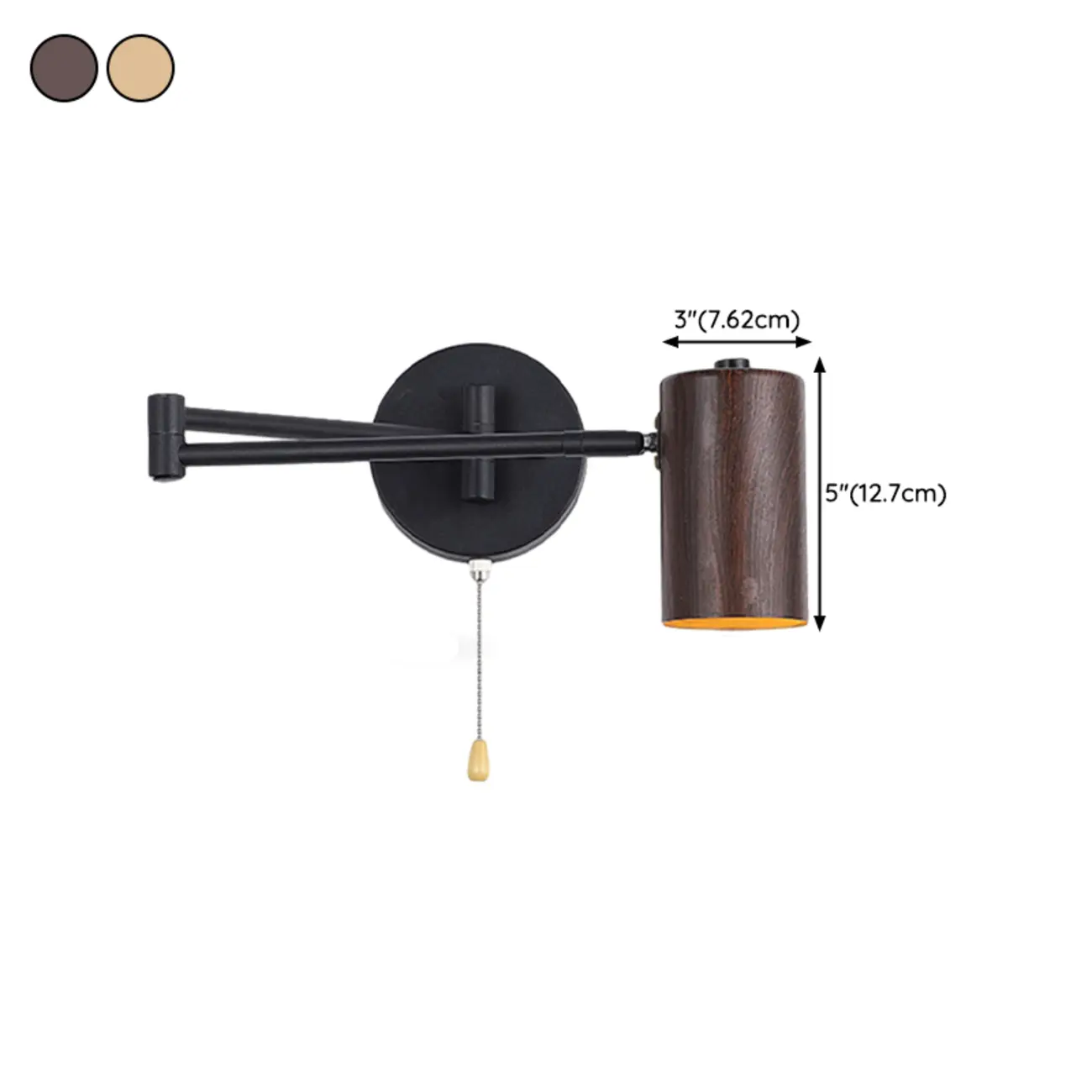 White and Black Metal Swing Arm Wall Light with Cylindrical Shade #size | homeyfad