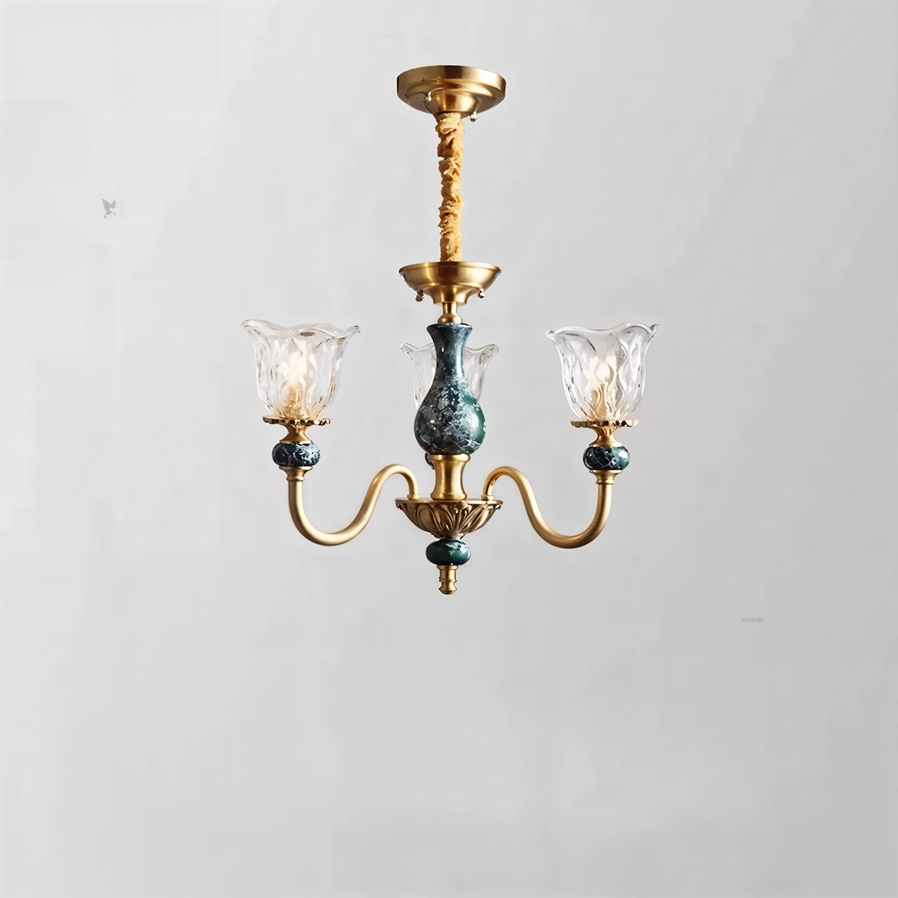 European Elegant Brass Flower Shape Clear Glass Chandelier Image - 6 | homeyfad
