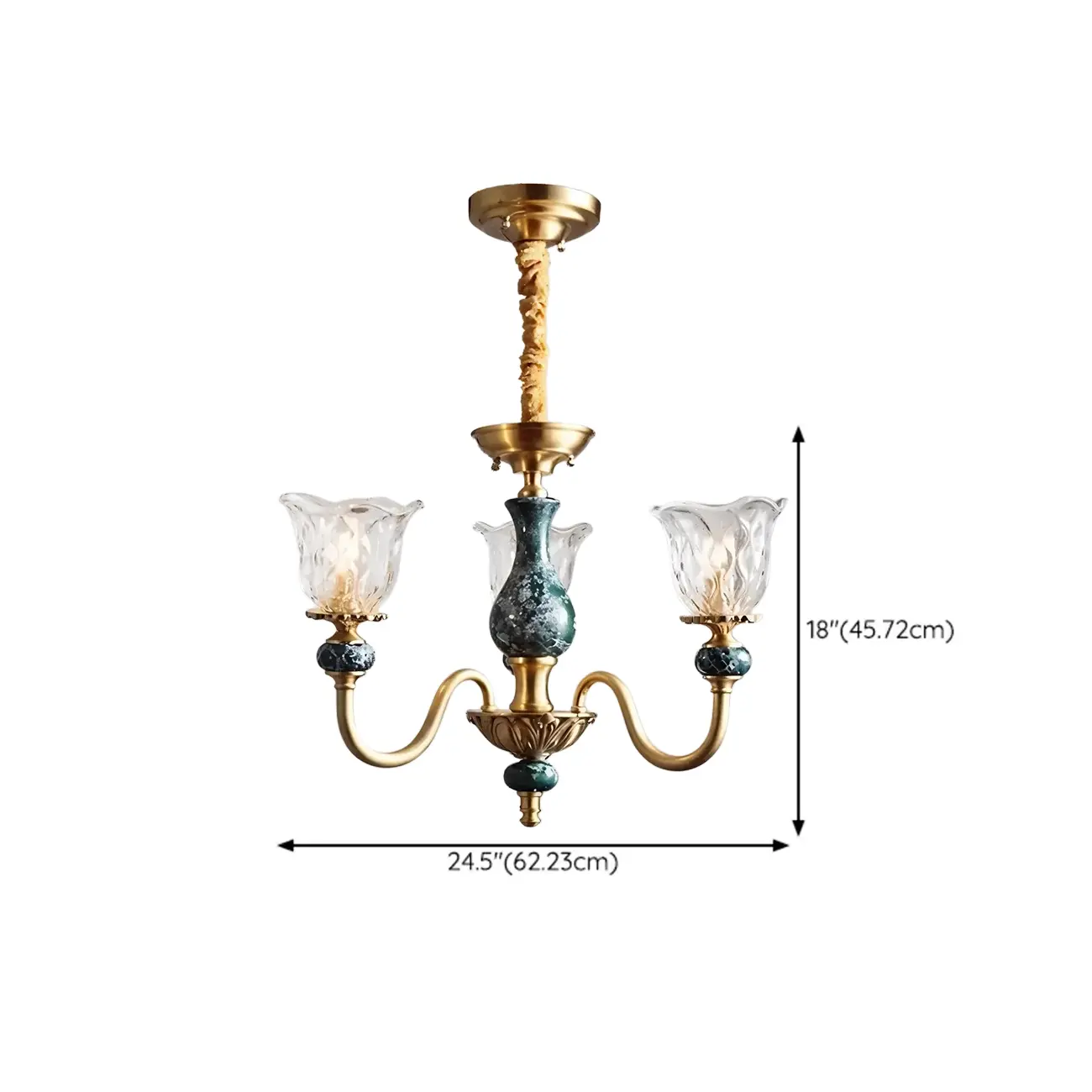 European Elegant Brass Flower Shape Clear Glass Chandelier #size