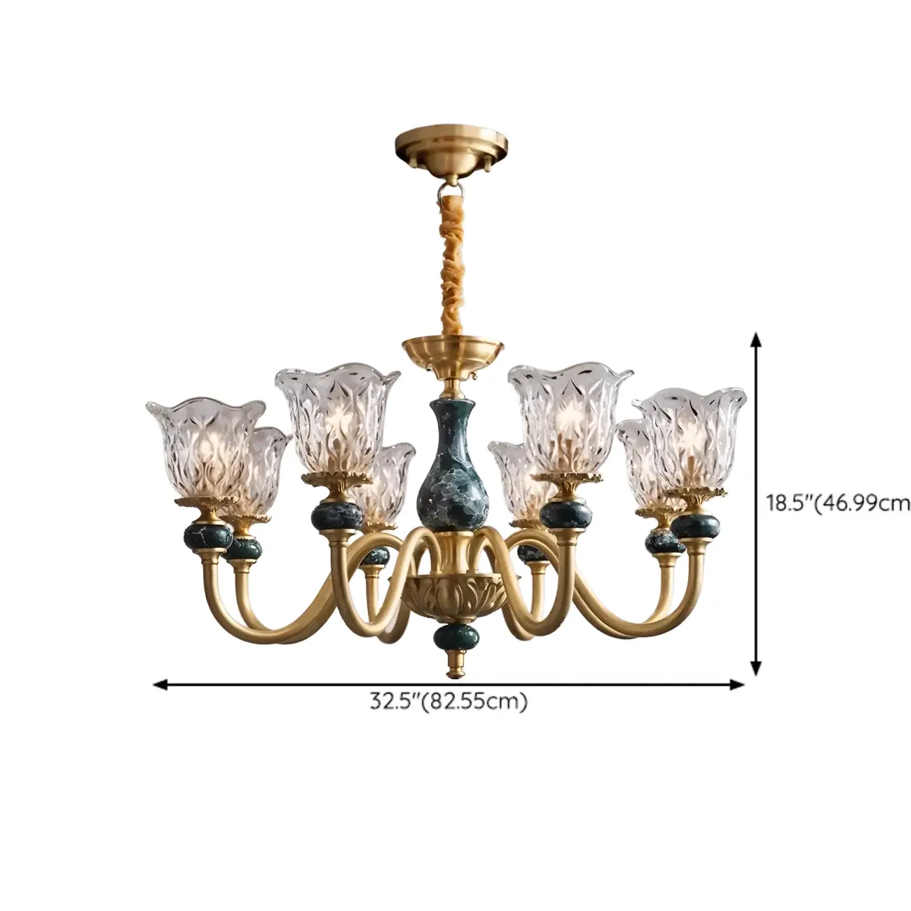 European Elegant Brass Flower Shape Clear Glass Chandelier Image - 12 | homeyfad