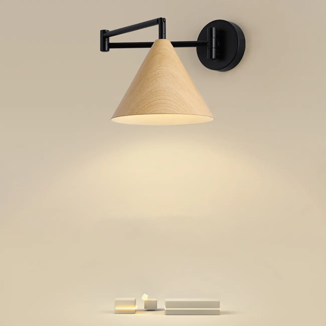 Modern Minimalist Wooden Cone LED Wall Light for Living Room Image - 2 | homeyfad