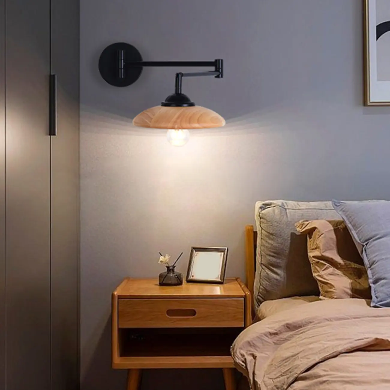 Modern Minimalist Wooden Cone LED Wall Light for Living Room Image - 4 | homeyfad