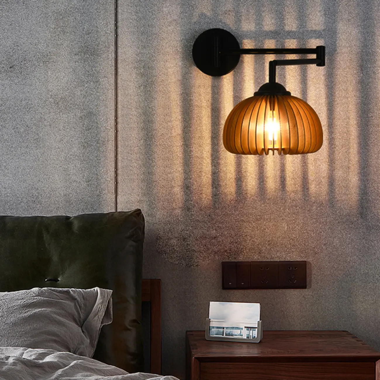 Modern Minimalist Wooden Cone LED Wall Light for Living Room Image - 6 | homeyfad