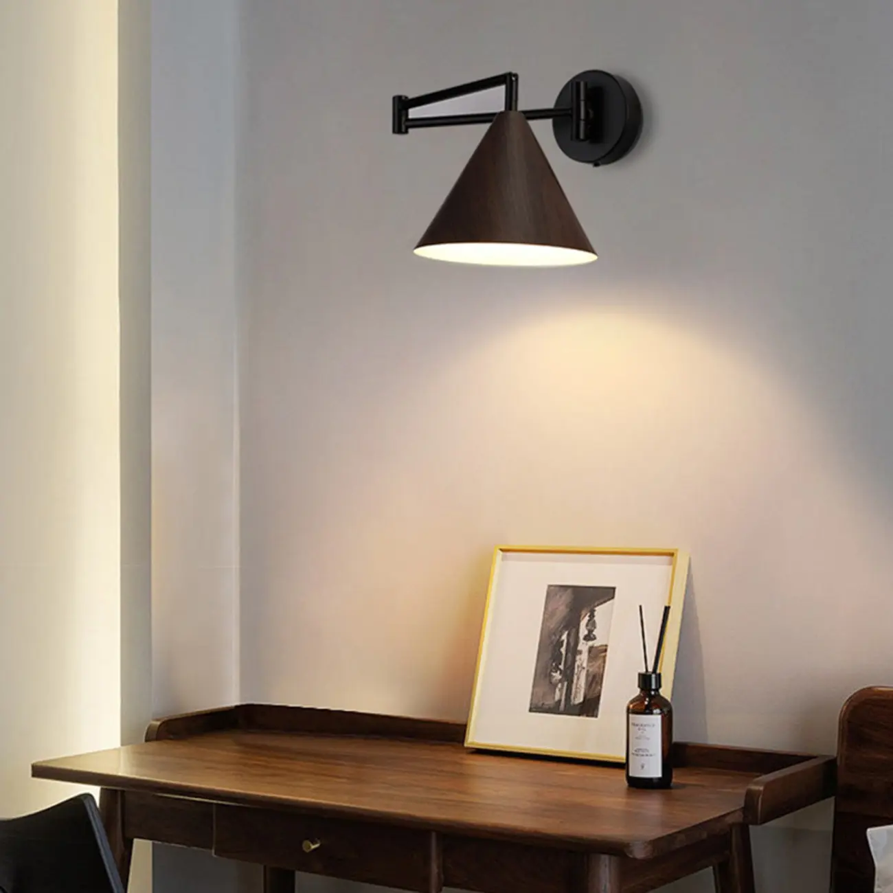 Modern Minimalist Wooden Cone LED Wall Light for Living Room Image - 7 | homeyfad