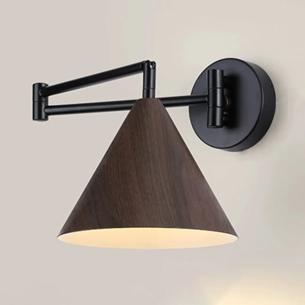 Modern Minimalist Wooden Cone LED Wall Light for Living Room Image - 8 | homeyfad