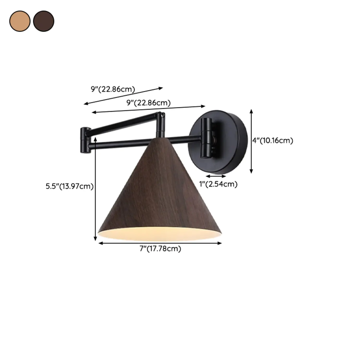 Modern Minimalist Wooden Cone LED Wall Light for Living Room #size | homeyfad