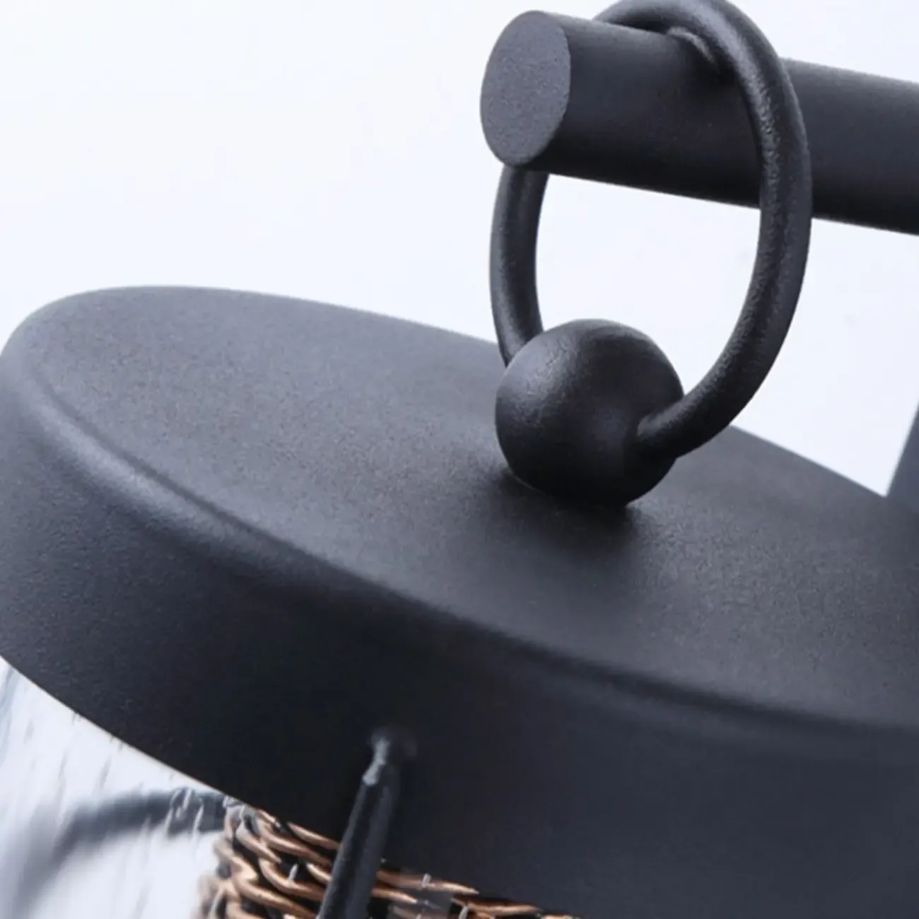Industrial Outdoor Wall Light Black Metal Cylinder Glass Lantern Image - 8