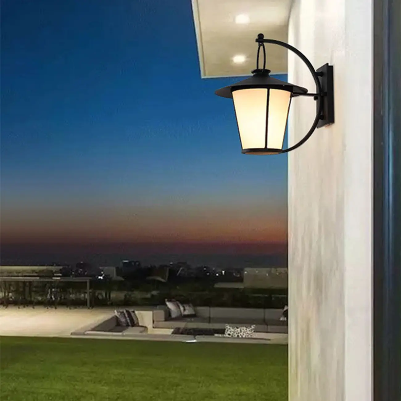 Mini Industrial Metal Outdoor Wall Light Cylinder Glass Lantern Image - 3 | homeyfad
