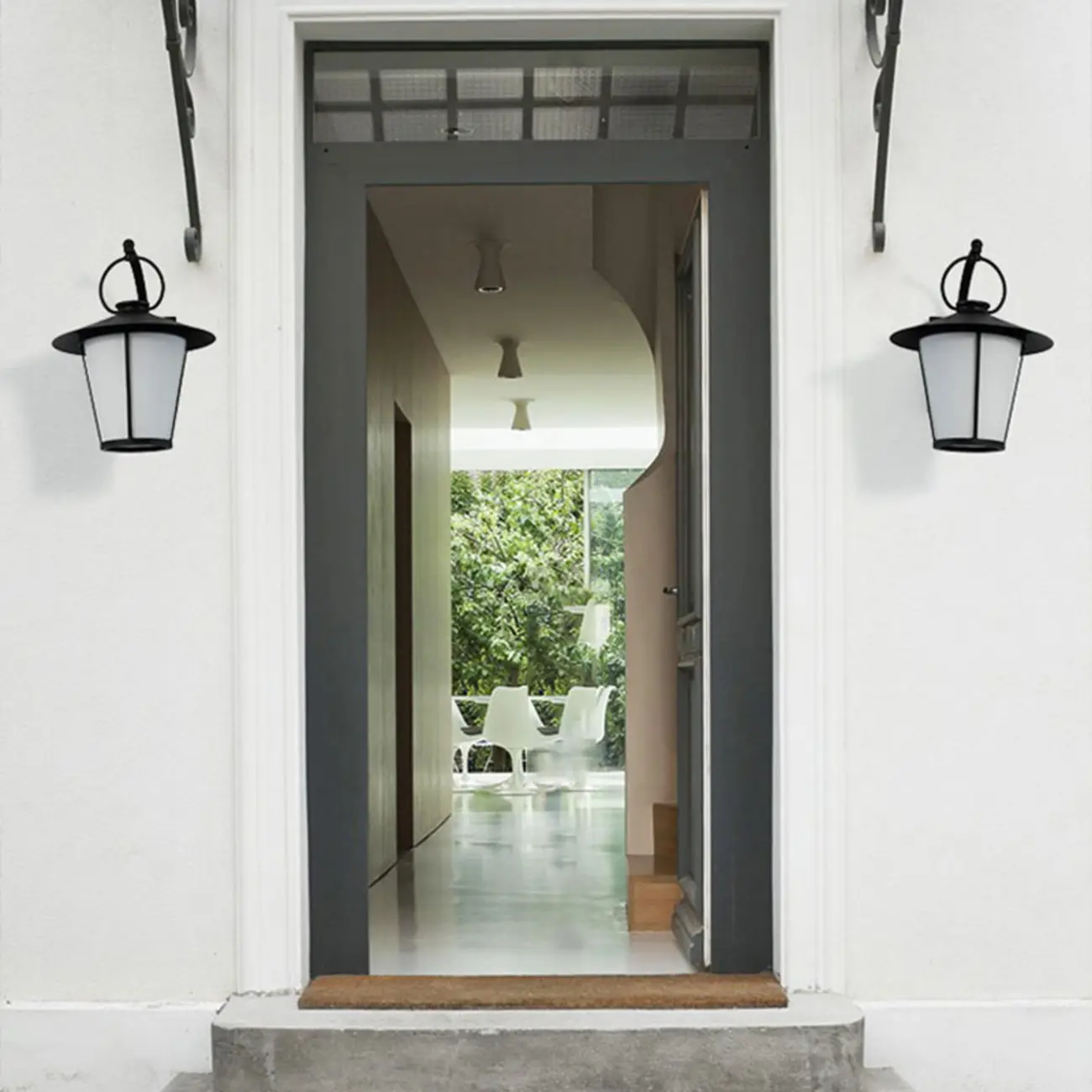 Mini Industrial Metal Outdoor Wall Light Cylinder Glass Lantern Image - 2 | homeyfad