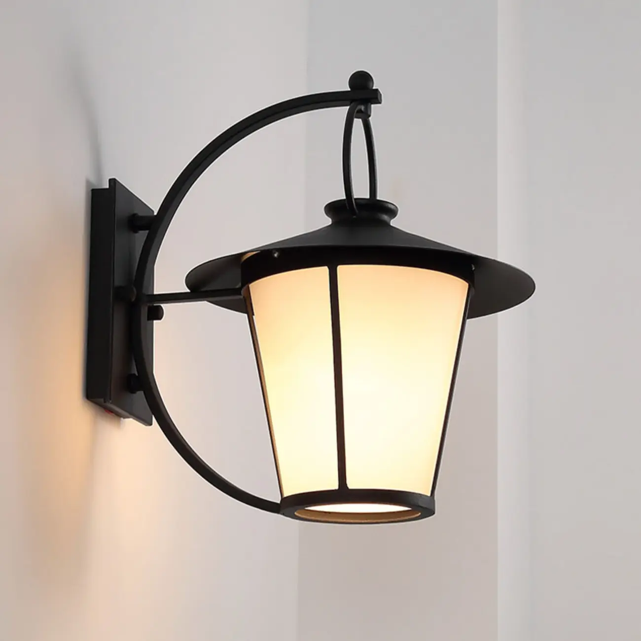 Mini Industrial Metal Outdoor Wall Light Cylinder Glass Lantern Image - 1 | homeyfad