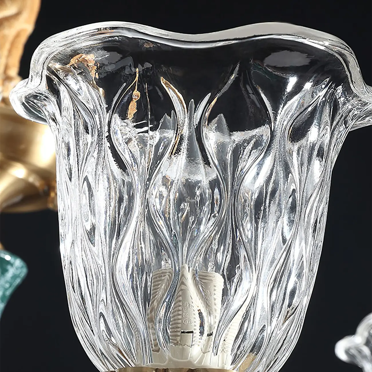 European Elegant Brass Flower Shape Clear Glass Chandelier Image - 11 | homeyfad