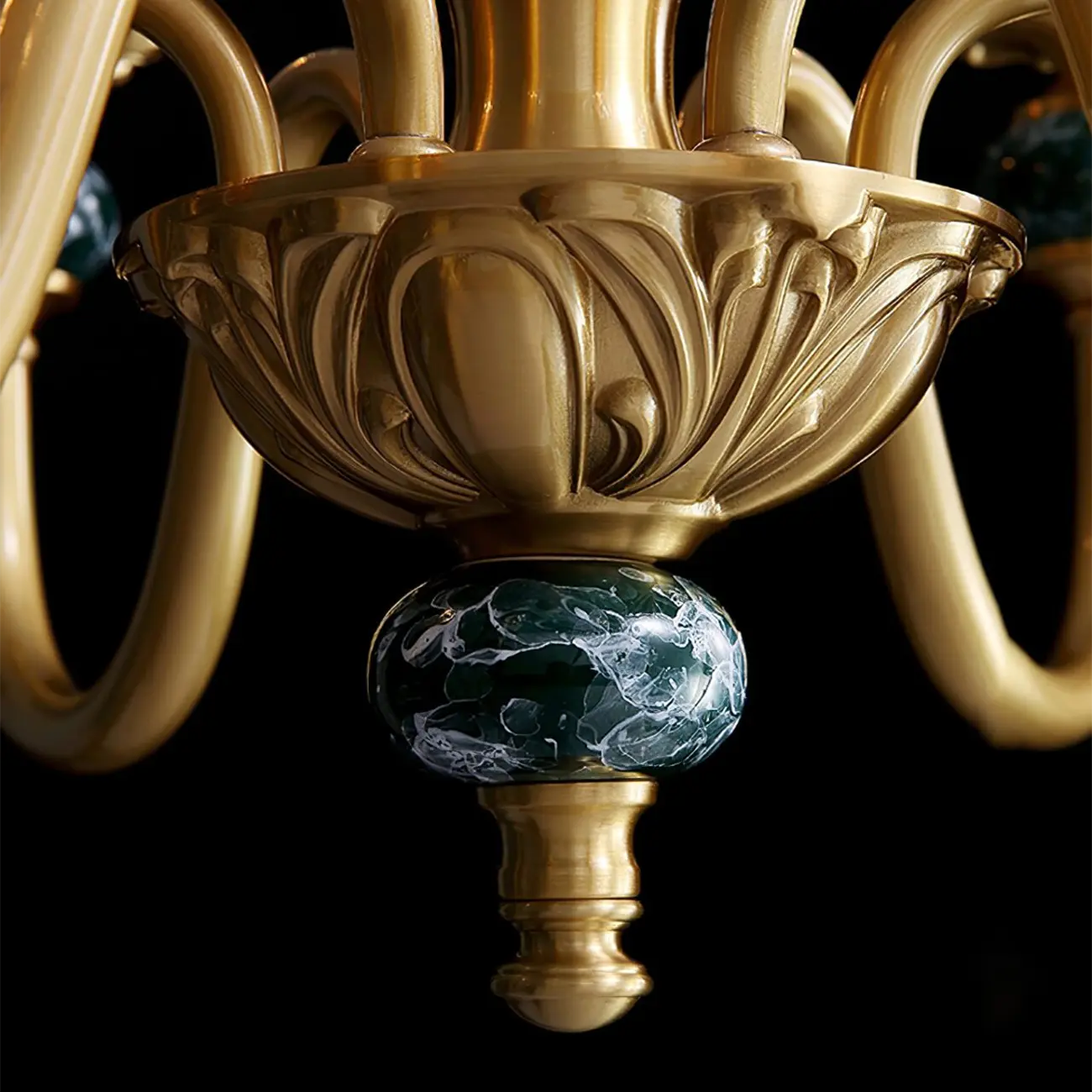 European Elegant Brass Flower Shape Clear Glass Chandelier Image - 16 | homeyfad