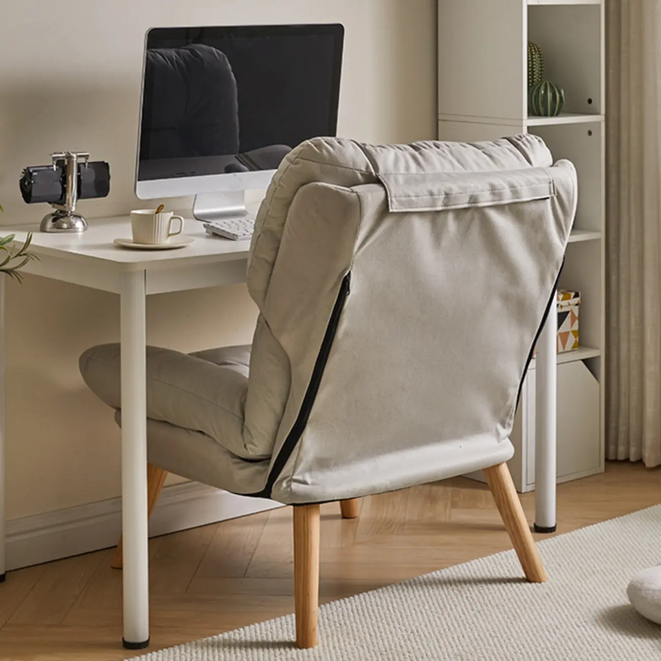 Modern Faux Leather Accent Chair with Ottoman for Living Room Image - 6 | homeyfad