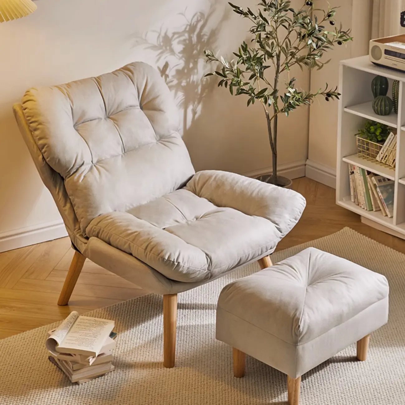 Modern Faux Leather Accent Chair with Ottoman for Living Room Image - 1 | homeyfad