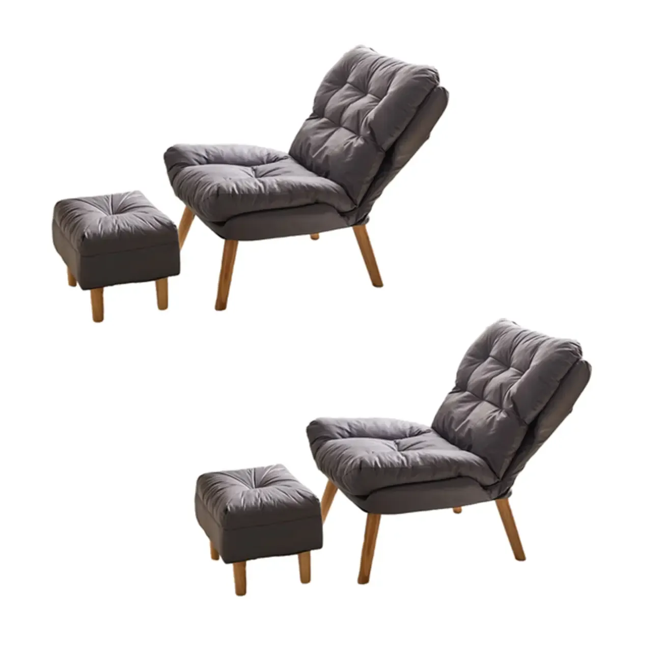 Modern Faux Leather Accent Chair with Ottoman for Living Room Image - 8