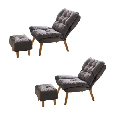 Modern Faux Leather Accent Chair with Ottoman for Living Room Image - 8
